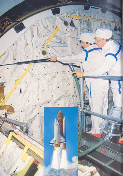 Nasa cleaning rocket in 1970 with high pressure washer